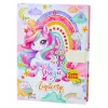 LEAN TOYS Diário fofo com fechadura numérica e melodias de unicórnio, 120 páginas, páginas pautadas coloridas, capa dura, para meninas a partir dos 6 anos