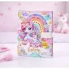 LEAN TOYS Diário fofo com fechadura numérica e melodias de unicórnio, 120 páginas, páginas pautadas coloridas, capa dura, para meninas a partir dos 6 anos