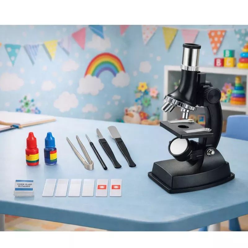 LEAN TOYS Microscópio educativo para crianças com acessórios, ampliação 300x - 1200x