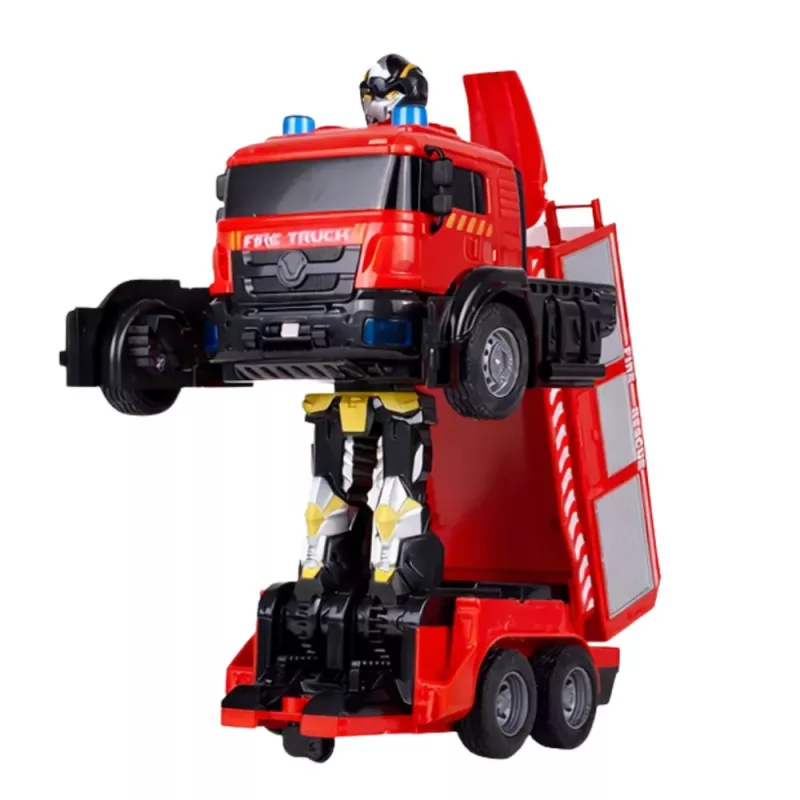 LEAN TOYS Carro robô de bombeiros 2 em 1 telecomandado RC com luzes, sons e água