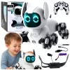 LEAN TOYS TOOBY Cão robô telecomandado RC 360° com luzes e sons, preto e branco