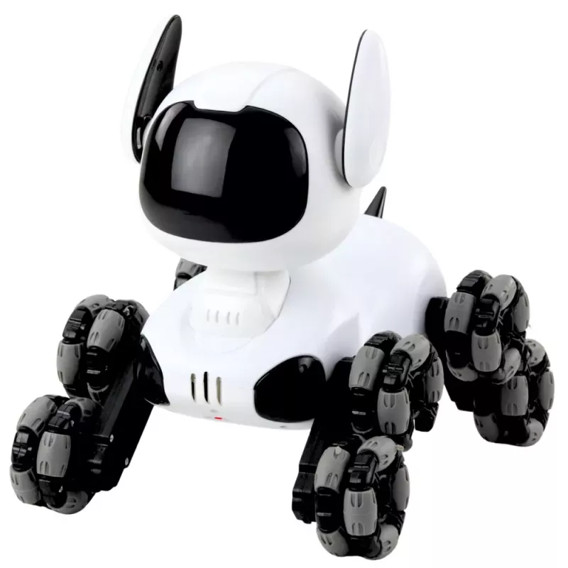 LEAN TOYS TOOBY Cão robô telecomandado RC 360° com luzes e sons, preto e branco