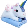 LEAN TOYS Peluche de unicórnio com manta 160x110cm, azul, 55cm