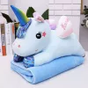 LEAN TOYS Peluche de unicórnio com manta 160x110cm, azul, 55cm