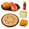LEAN TOYS Conjunto de cesto de piquenique com acessórios de alimentos entrançados, 33 peças