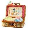 LEAN TOYS Conjunto de cesto de piquenique com acessórios de alimentos entrançados, 33 peças