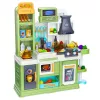 LEAN TOYS Cozinha infantil com ciclo de água e alimentos que mudam de cor, vapor, verde, 64 peças
