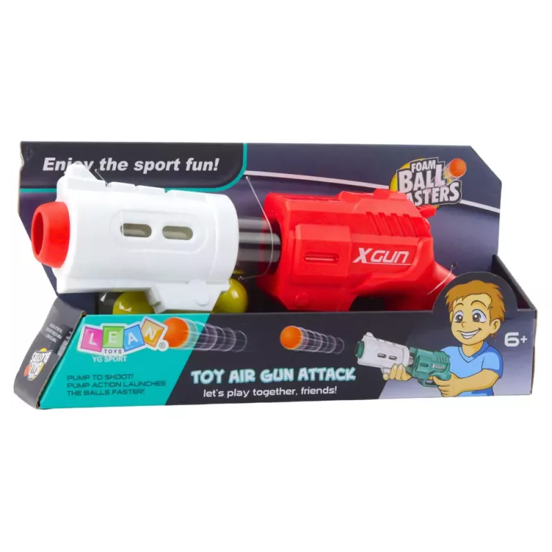 LEAN TOYS Pistola para bolas de espuma macia XGUN, vermelha, 6 unid.