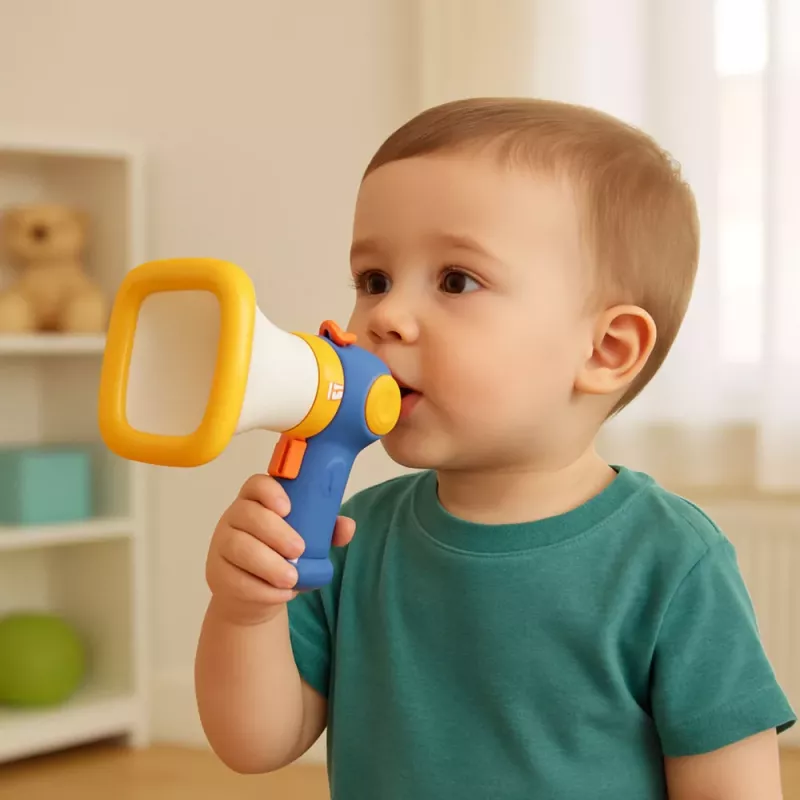 LEAN TOYS Megafone para crianças com distorção de voz e efeitos de luz, azul
