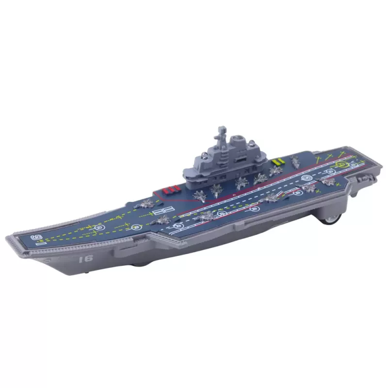 LEAN TOYS Porta-aviões militar com luz e som, propulsão por fricção, 24 cm