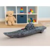 LEAN TOYS Porta-aviões militar com luz e som, propulsão por fricção, 24 cm