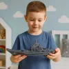 LEAN TOYS Porta-aviões militar com luz e som, propulsão por fricção, 24 cm
