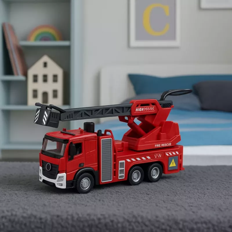 LEAN TOYS Carro de bombeiros com mangueira, jato de água, luzes e sons
