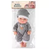 LEAN TOYS Boneca bebé em pijama cinzento, gorro, braços e pernas móveis, 30 cm