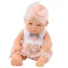 LEAN TOYS Boneca bebé em vestido rosa, faixa de cabeça, braços e pernas móveis, 30 cm