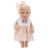 LEAN TOYS Boneca bebé em vestido rosa, faixa de cabeça, braços e pernas móveis, 30 cm