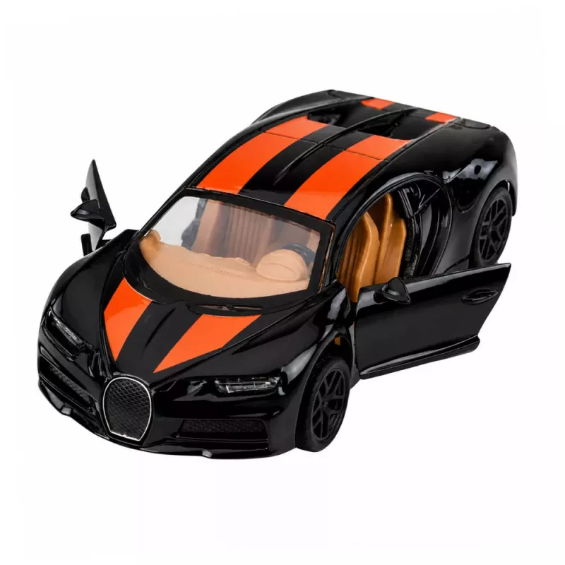 LEAN TOYS Carro metálico desportivo com luz e som, recuo, preto, 1:32