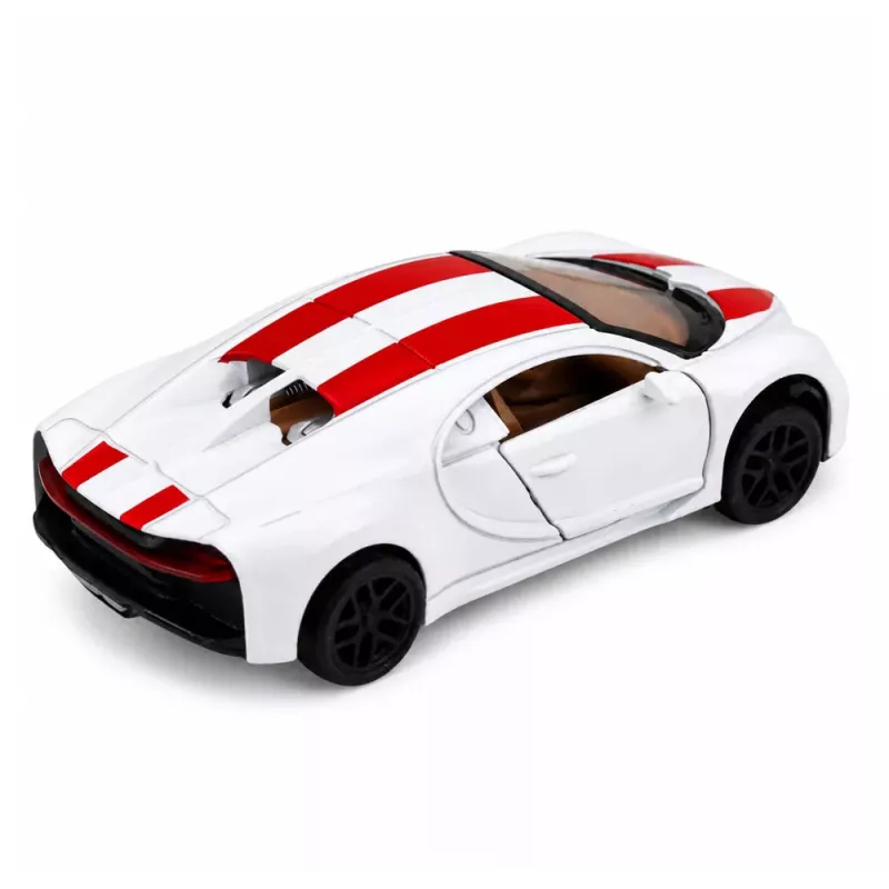 LEAN TOYS Carro metálico desportivo com luz e som, propulsão por recuo, branco, 1:32