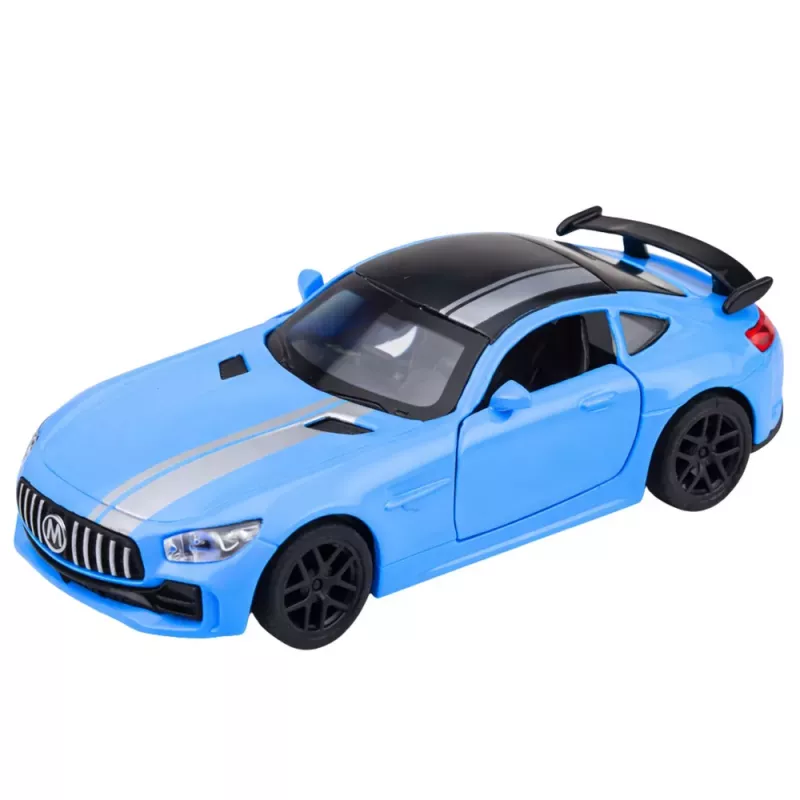 LEAN TOYS Carro desportivo metálico com portas de abrir, luzes e sons, azul, 1:32