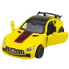 LEAN TOYS Carro desportivo metálico com portas de abrir, luzes e sons, amarelo, 1:32