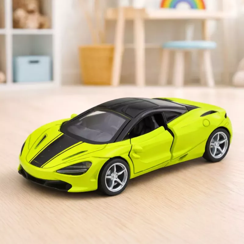 LEAN TOYS Carro desportivo metálico com propulsão, luzes e sons, verde, 1:32