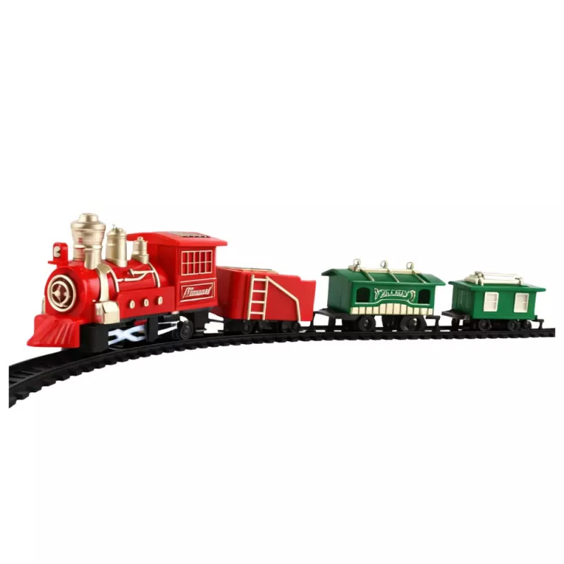 LEAN TOYS Comboio clássico mini a pilhas, locomotiva e vagões com carris, 13 peças
