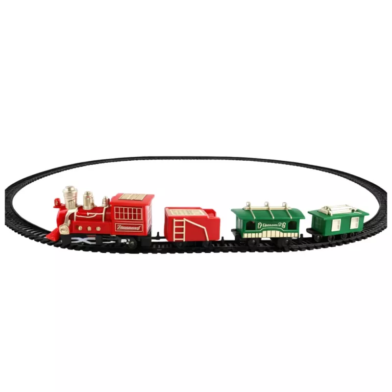 LEAN TOYS Comboio clássico mini a pilhas, locomotiva e vagões com carris, 13 peças