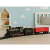 LEAN TOYS Conjunto de comboio elétrico com locomotiva, vagões e carris, luzes e sons