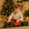 LEAN TOYS Conjunto de comboio elétrico com locomotiva, vagões e carris, luzes e sons
