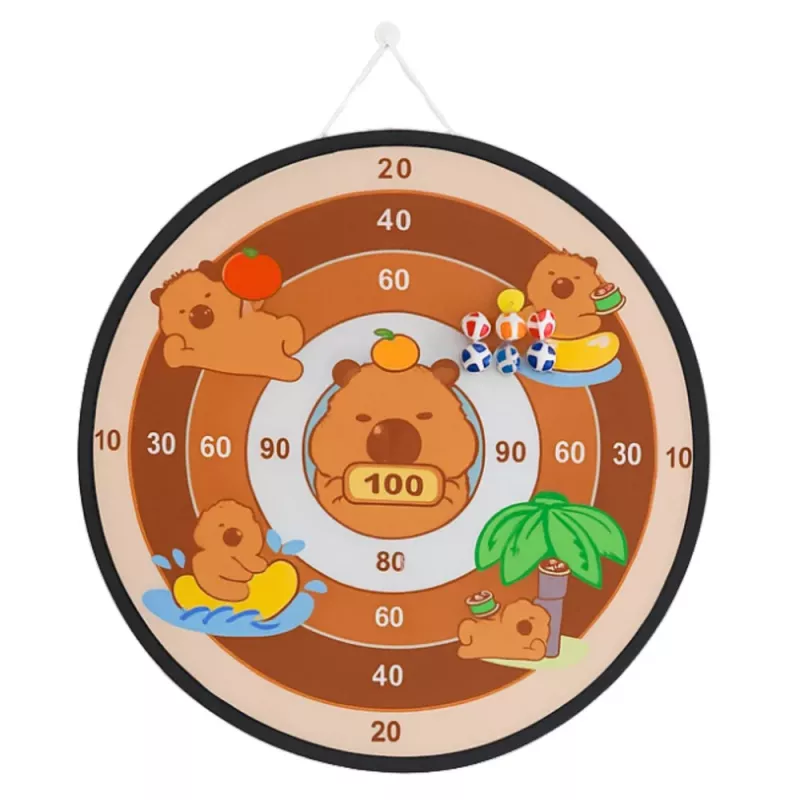 LEAN TOYS Jogo de destreza com alvo de capivara, bolas de velcro e pistolas de brinquedo, 73,5 cm