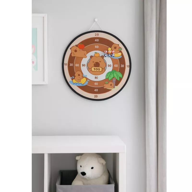 LEAN TOYS Jogo de destreza com alvo de capivara, bolas de velcro e pistolas de brinquedo, 73,5 cm