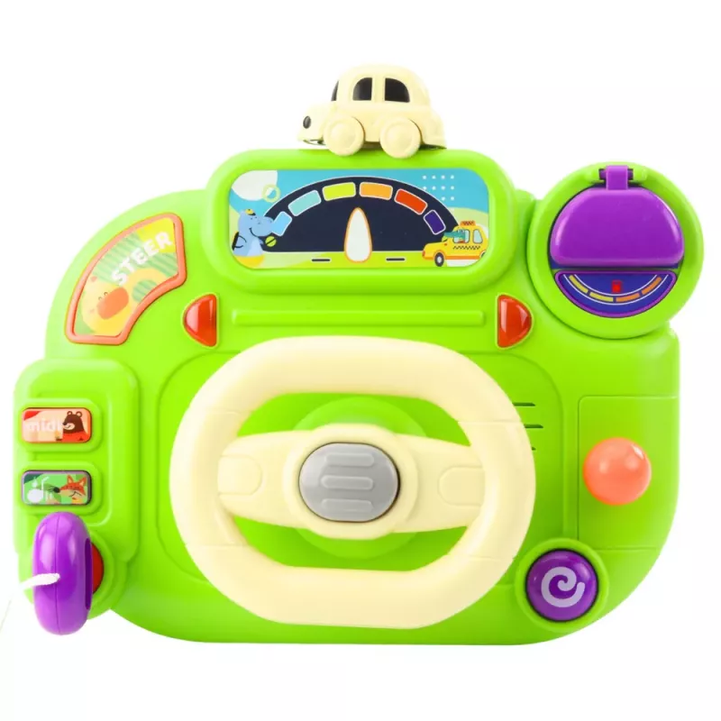 LEAN TOYS Volante interativo para crianças – simulador de condução com luz e som, verde