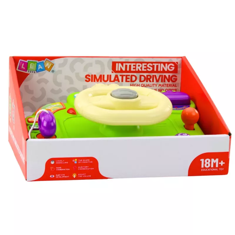 LEAN TOYS Volante interativo para crianças – simulador de condução com luz e som, verde