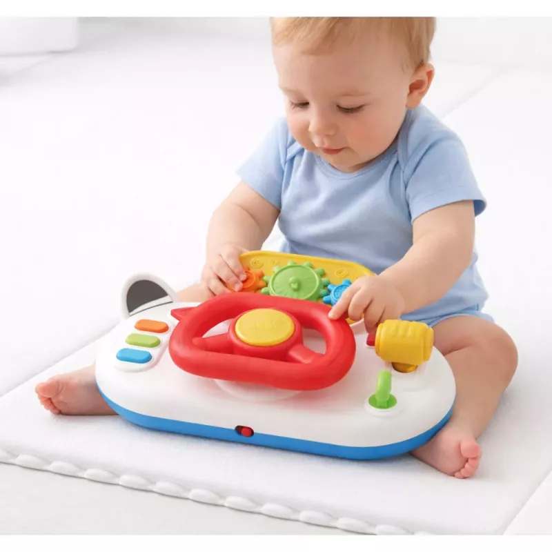 LEAN TOYS Simulador de condução para bebés – volante interativo com luz e som