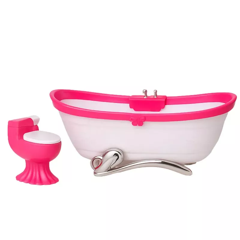 LEAN TOYS Conjunto de casa de banho para bonecas: banheira, sanita, lavatório com espelho