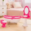 LEAN TOYS Conjunto de casa de banho para bonecas: banheira, sanita, lavatório com espelho