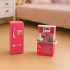 LEAN TOYS Conjunto de cozinha para bonecas com frigorífico, fogão e acessórios, rosa