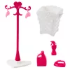 LEAN TOYS Conjunto de lavandaria para bonecas com máquina de lavar, secador, cesto de roupa e cabides, rosa