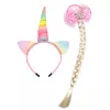 LEAN TOYS Conjunto de faixa de cabeça de unicórnio com trança e laço pastel