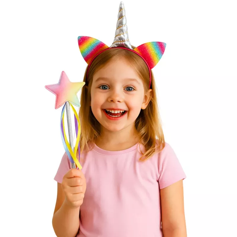LEAN TOYS Conjunto de faixa de cabeça com chifre e orelhas de unicórnio