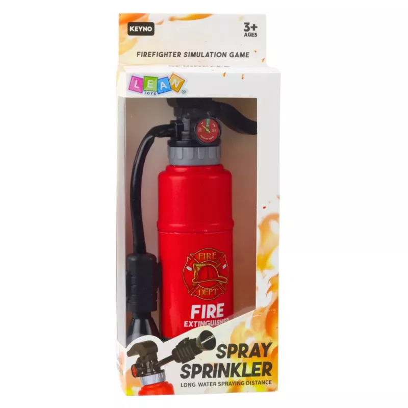 LEAN TOYS Extintor de brinquedo para pequenos bombeiros com função de spray de água
