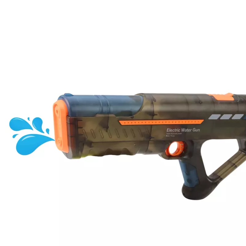 LEAN TOYS Pistola de água elétrica, recarregável, transparente e preta, 55 cm