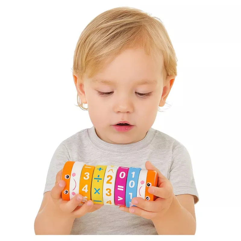LEAN TOYS Puzzle educativo de matemática para crianças Nuka com rolos de contagem - azul
