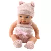 LEAN TOYS Boneca bebé com manta, roupa branca e rosa, chapéu, 18 cm