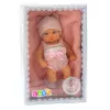 LEAN TOYS Boneca bebé com manta, roupa branca e rosa, chapéu, 18 cm