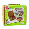 LEAN TOYS Conjunto de chá em cesto, chávenas, pratos, doces, 23 peças
