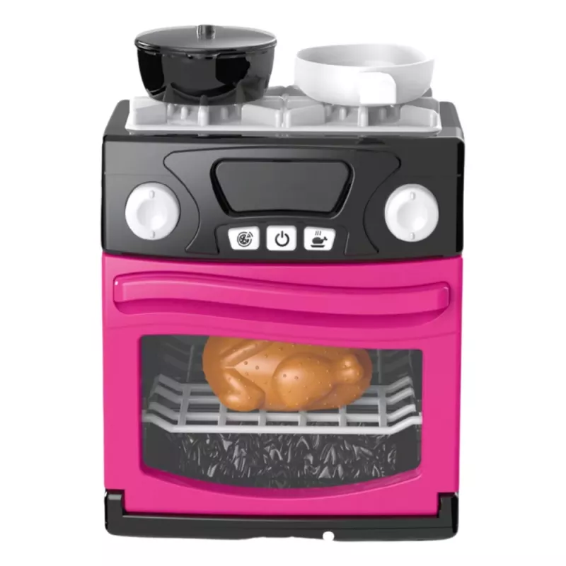 LEAN TOYS Cozinha de brincar com forno, comida, luz, sons, rosa