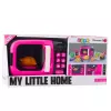 LEAN TOYS Micro-ondas de brincar para crianças com rotação 360°, luzes e sons, rosa