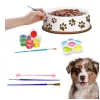 LEAN TOYS Conjunto criativo tigela para cão para pintar, tintas, pincel, DIY, 6 peças