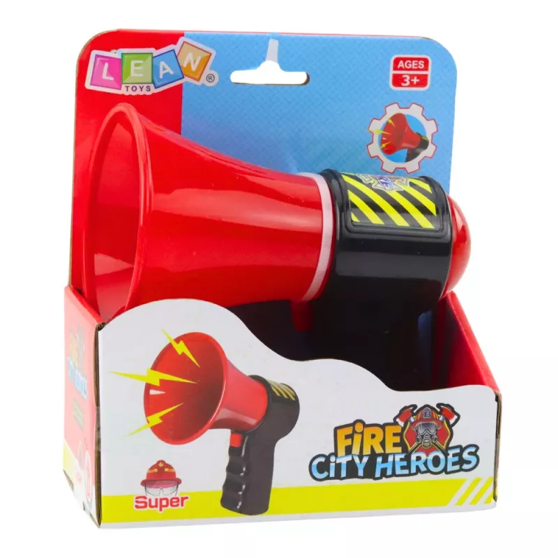 LEAN TOYS Megafone de bombeiro interativo para crianças com efeitos sonoros